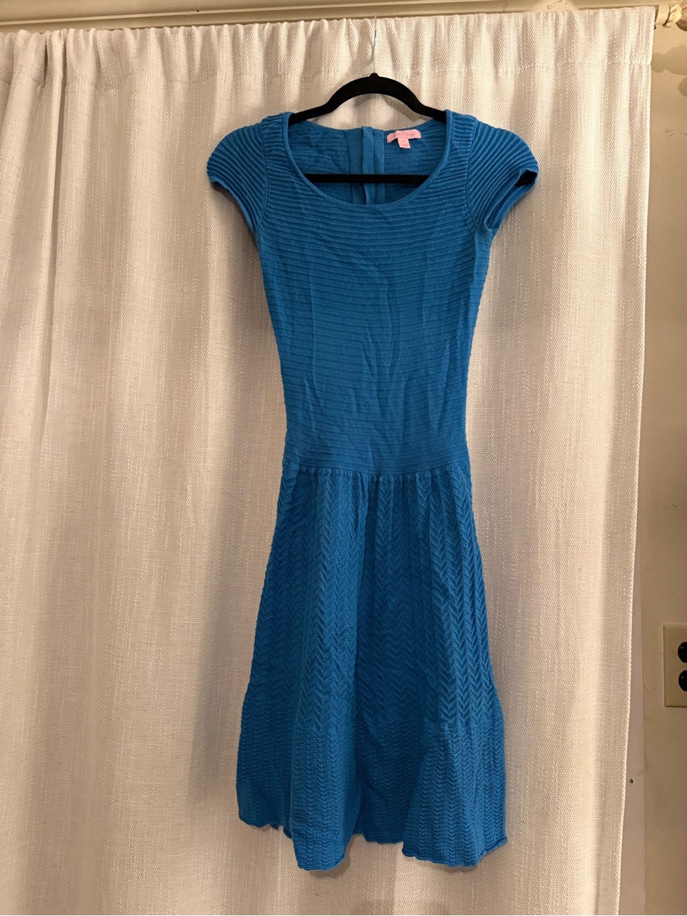 Lilly Pulitzer Hazel Sweater Dress knit Flutter Blue Cap Sleeves Size XS
